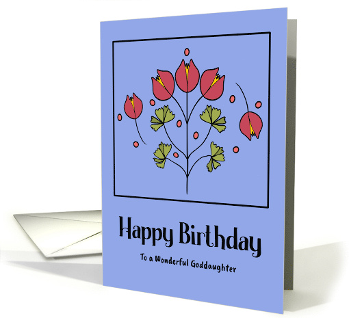 Happy Birthday Goddaughter Red Flower Floral Botanical... (1918548)