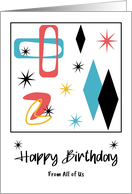 Happy Birthday From Group Mid Century Modern Retro Diamonds Oval Stars card
