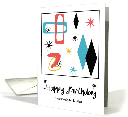 Happy Birthday Brother Mid Century Modern Retro Diamonds... (1918778)