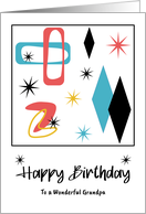 Happy Birthday Grandpa Mid Century Modern Retro Diamonds Ovals Stars card