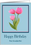 Happy Birthday Grandmother Pink Tulips Flowers Botanical Painting card