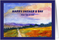 Happy Father’s Day Son in Law Landscape Man Dog Mountains Painting card