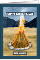 Happy Father’s Day Grandpa Bonfire Flames Smoke Mountains Painting card