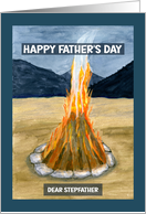 Happy Father’s Day Stepfather Bonfire Flame Smoke Mountain Camping Art card