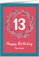 Happy Birthday Cousin 13 Floral Wreath Wildflowers Botanical Flowers card