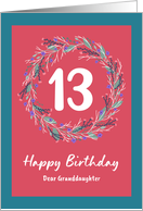 Happy Birthday Granddaughter 13th Floral Wreath Wildflowers Botanical card