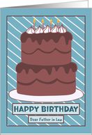 Happy Birthday Father in Law Double Chocolate Layer Cake Candle Stripe card