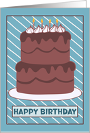 Happy Birthday General Double Chocolate Layer Cake Candles Stripes card