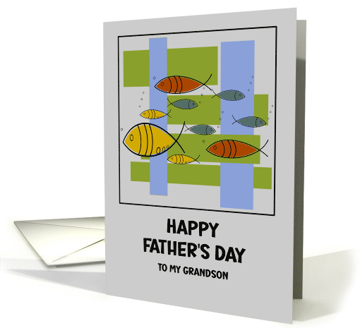Happy Father's Day Grandson Mid Century Modern Retro Fish... (1922872)