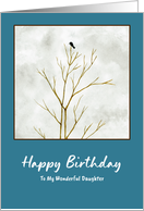 Happy Birthday Daughter Lone Black Bird Tree Limbs Clouds Watercolor card
