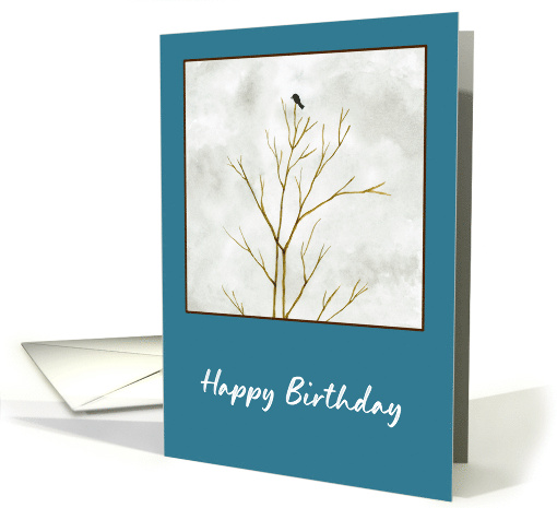 Happy Birthday General Lone Black Bird Tree Limbs Clouds... (1923982)
