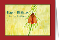 Happy Birthday Great Granddaughter Red Moth Nature Insects Watercolor card