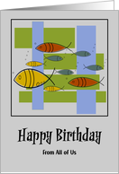 Happy Birthday From Group Mid Century Modern Retro Fish Marine Ocean card