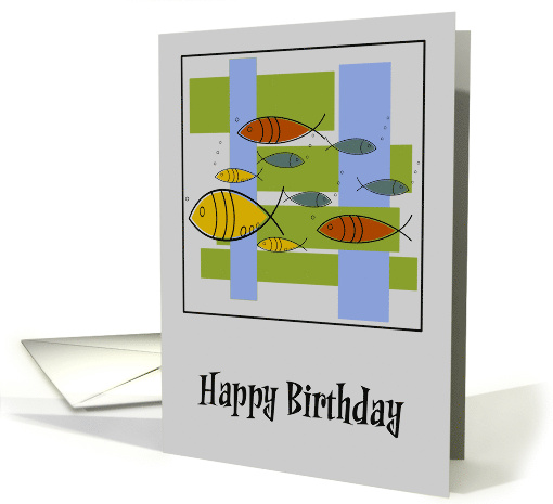 Happy Birthday General Mid Century Modern Retro Fish... (1925146)