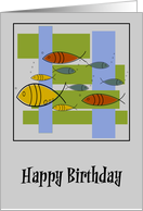Happy Birthday General Mid Century Modern Retro Fish Marine Aquatic card