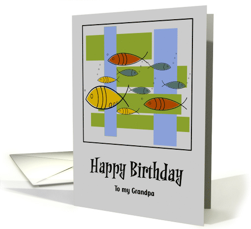 Happy Birthday Grandpa Mid Century Modern Retro Fish... (1925732)