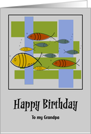 Happy Birthday Grandpa Mid Century Modern Retro Fish Marine Aquatic card