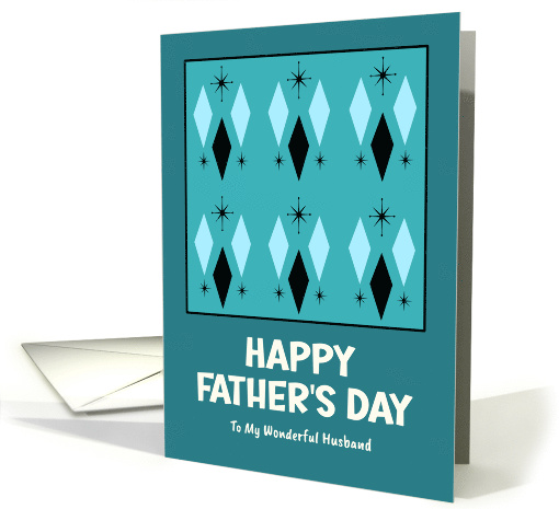 Happy Father's Day Husband Mid Century Modern Diamonds Stars MCM card