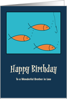 Happy Birthday Brother in Law School of Fish Hook Fishing Retro MCM card