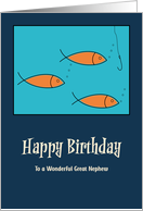 Happy Birthday Great Nephew School of Fish Hook Fishing Retro MCM card