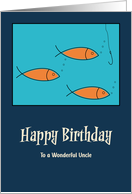 Happy Birthday Uncle School of Fish Hook Fishing Retro Mid Century MCM card