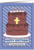 Happy Birthday Pastor Church Christian Chocolate Cake Cross Candles card