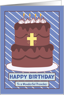 Happy Birthday Preacher Church Christian Chocolate Cake Cross Candles card