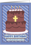 Happy Birthday Sister in Christ Church Christian Chocolate Cake Cross card