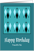 Happy Birthday From Group Mid Century Modern Diamonds Stars Pattern card