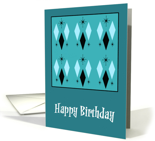 Happy Birthday General Mid Century Modern Diamonds Stars Pattern card
