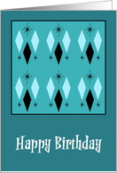 Happy Birthday General Mid Century Modern Diamonds Stars Pattern card