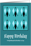 Happy Birthday Brother in Law Mid Century Modern Diamond Stars Pattern card