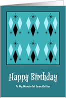 Happy Birthday Grandfather Mid Century Modern Diamonds Stars Pattern card