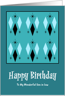 Happy Birthday Son in Law Mid Century Modern Diamonds Stars Pattern card
