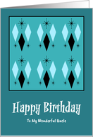 Happy Birthday Uncle Mid Century Modern Diamonds Stars Pattern MCM card