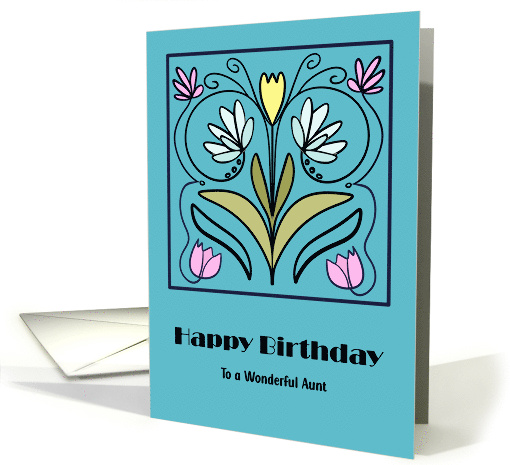 Happy Birthday Aunt Art Nouveau Flowers Floral Botanical... (1928776)