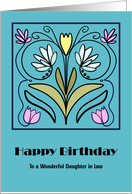 Happy Birthday Daughter in Law Art Nouveau Flowers Floral Botanical card