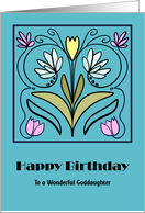 Happy Birthday Goddaughter Art Nouveau Flowers Floral Botanical card