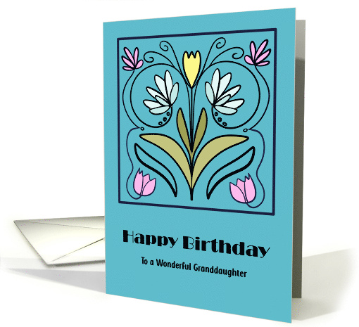 Happy Birthday Granddaughter Art Nouveau Flowers Floral Botanical card