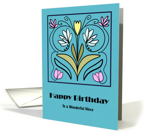 Happy Birthday Niece Art Nouveau Flowers Floral Botanical... (1928802)
