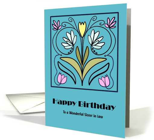 Happy Birthday Sister in Law Art Nouveau Flower Floral... (1928804)