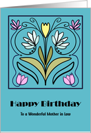 Happy Birthday Mother in Law Art Nouveau Flower Floral Botanical Retro card