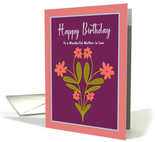 Happy Birthday Mother in Law Pink Flowers Wildflowers... (1929768)