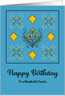 Happy Birthday Cousin Art Nouveau Flowers Floral Botanical Pattern card