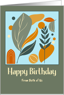 Happy Birthday From Couple Boho Botanical Leaves Plants Modern Art card