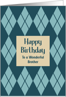 Happy Birthday Brother Argyle Diamonds Pattern For Him Retro Nostalgia card