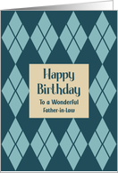 Happy Birthday Father in Law Argyle Diamonds Pattern For Him Retro card