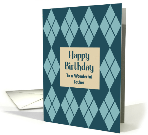 Happy Birthday Father Argyle Diamonds Pattern For Him Retro MCM card