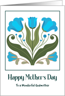 Happy Mother&rsquo;s Day Godmother Art Nouveau Floral Blue Tulip Flowers card