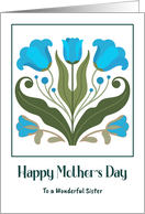 Happy Mother&rsquo;s Day Sister Art Nouveau Floral Blue Tulip Flowers card